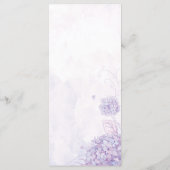 Menu Mariage vertical long Lavender Hydrangeas (Dos)