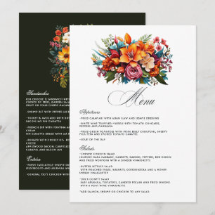 Menu Mariage Vibrant Floral Fiesta Aquarelle