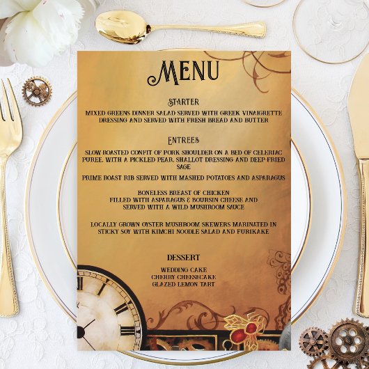 Menu Mariage vicotiran Steampunk