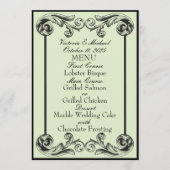 Menu Mariage victorien Sage Green (Devant)