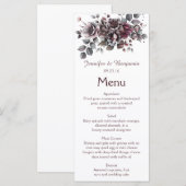 Menu Mariage Vin, Violet Poussiéreux, Sarcelle Foncé | (Devant / Derrière)