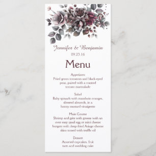 Menu Mariage Vin, Violet Poussiéreux, Sarcelle Foncé