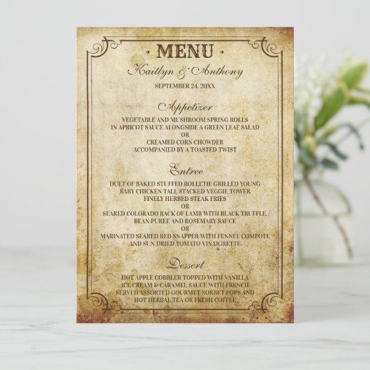 Menu Mariage Vintage (Debout devant)