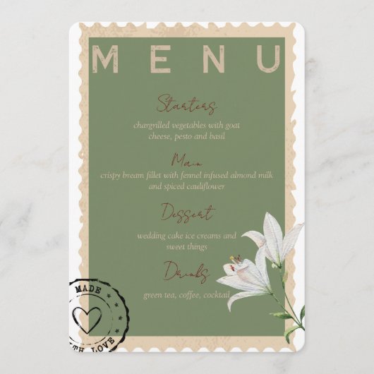 Menu Mariage vintage (Devant)