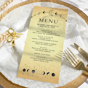 Menu Mariage Vintage Céleste Phases de la Lune Croissan