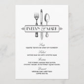 Menu Mariage vintage en argent noir et blanc (Devant)
