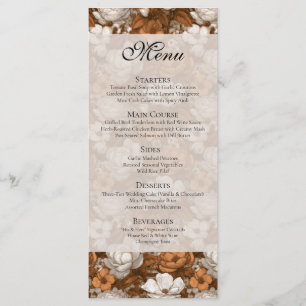 Menu Mariage Vintage Fantastique aux Gardenias en Or Lu