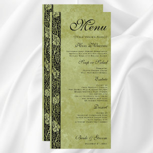 Menu Mariage Vintage, Feuilles de Vigne Victoriennes