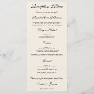 Menu Mariage Vintage Fleur de Rose Rose Antique