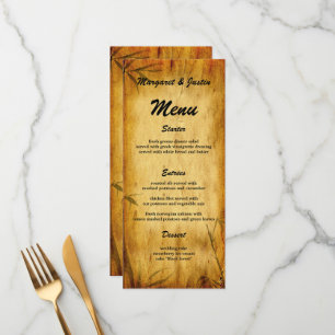 Menu Mariage vintage Japonais Bambou Caligraphie Art