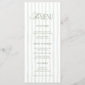 Menu Mariage Vintage Luxe Écriture Bandes Vertes Intemp (Devant)