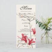 Menu Mariage vintage, Magnolia japonais rose (Debout devant)