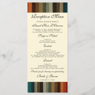 Menu Mariage Vintage, Motif Rayures Chaudes d'Automne