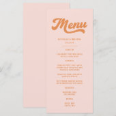Menu Mariage Vintage Rose Orange Rétro (Devant / Derrière)