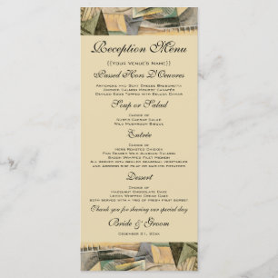 Menu Mariage Vintage, Tons de Terre, Art Cubisme