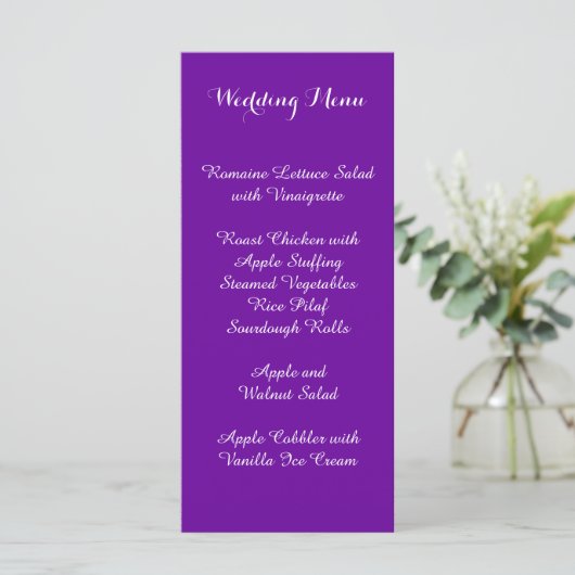 Menu Mariage violet violet (Debout devant)