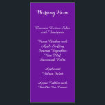 Menu Mariage violet violet<br><div class="desc">Menu violet violet et blanc mariage. Choisissez l'option "customiser" pour repositionner le texte ou modifier le style,  la taille ou la couleur de la police.</div>