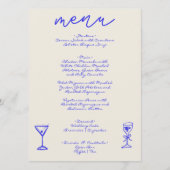 Menu Mariage Whimsical Bleu Dessiné À La Main Rétro (Devant)