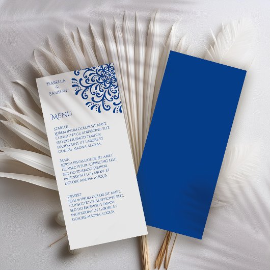 Menu Mariage Whimsical Blue Flourish