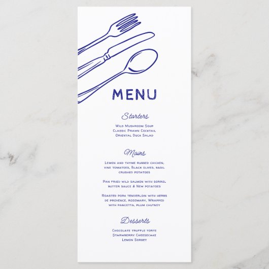 Menu Mariage Whimsical Doodle Cutlery (Devant)