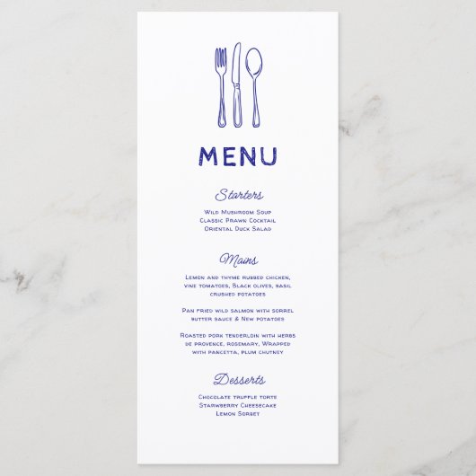 Menu Mariage Whimsical Doodle Cutlery (Devant)