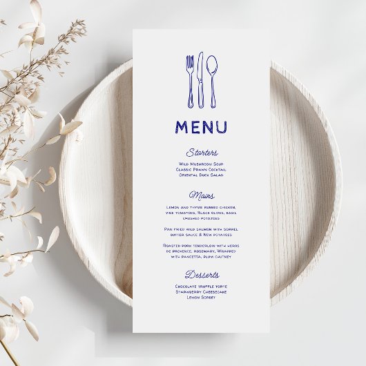 Menu Mariage Whimsical Doodle Cutlery