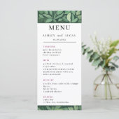Menu Mariage Whimsical Green Feuille (Debout devant)