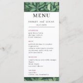 Menu Mariage Whimsical Green Feuille (Devant)