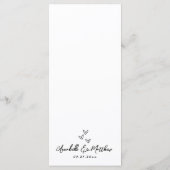 Menu Mariage Whimsical noir simple (Dos)