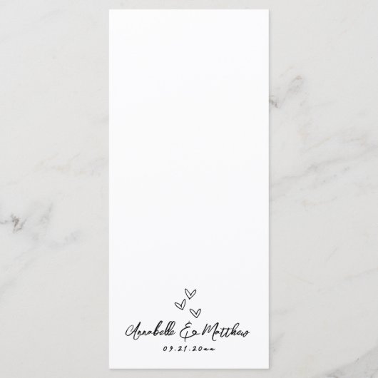 Menu Mariage Whimsical noir simple (Dos)