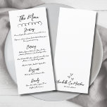Menu Mariage Whimsical noir simple<br><div class="desc">Menu Mariage noir et blanc d'inspiration européenne simple. Cette carte de menu minimaliste mariage garde le design propre et intemporel, laissant briller le script manuscrit. Une simple ligne en haut ajoute un accent subtil, tandis que le reste de l'avant met en évidence les détails de votre menu dans un élégant...</div>