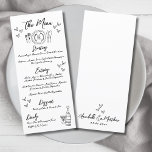 Menu Mariage Whimsical Quirky Draw à la main<br><div class="desc">Dessinez À La Main Le Menu Du Mariage Whimsical Français. Cette charmante carte de menu mariage présente un design ludique mais élégant, avec une illustration de mise en scène dessinée à la main en haut et une bouteille de champagne avec un verre en bas, accentuée par des coeurs épars pour...</div>
