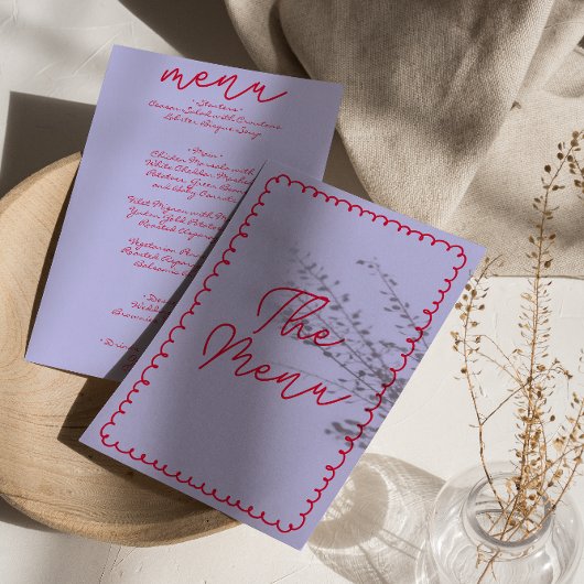 Menu Mariage Whimsical Rétro Colorful manuscrit