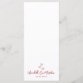 Menu Mariage Whimsical rouge simple à main (Dos)