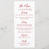 Menu Mariage Whimsical rouge simple à main (Devant)
