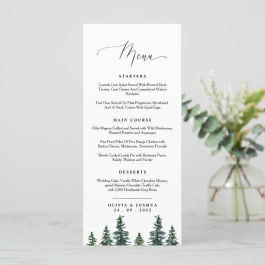 Menu Mariage Woodland, Pine Trees (Debout devant)