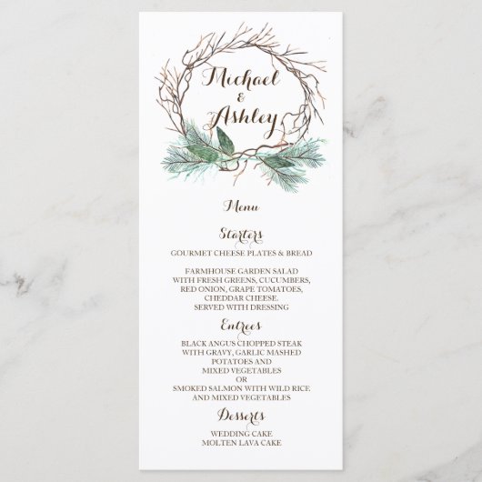 Menu Mariage Wreath Winter (Devant)