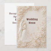 Menu Mariée Marié Fleurs Mariage Sur Thème Ivoire (Devant / Derrière)