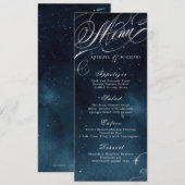 Menu Marine argent vintage calligraphie glam mariage me (Devant / Derrière)