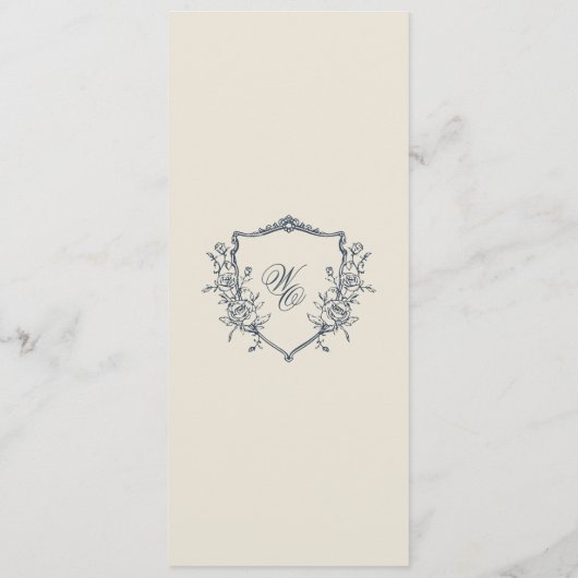 Menu Marine bleu Crest Classique Mariage élégant (Dos)