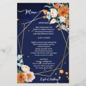 Menu Marine bleu orange blanc roses (Devant)