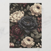 Menu Marine Blue & Burgundy Moody Floral (Dos)