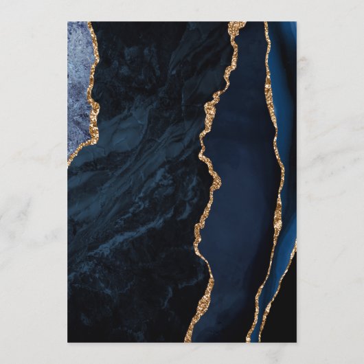 Menu Marine Blue Gold Agate Modern Script Mariage (Dos)