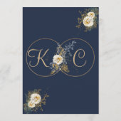 Menu Marine Blue Gold Monogramme Nom Mariage initial Me (Dos)