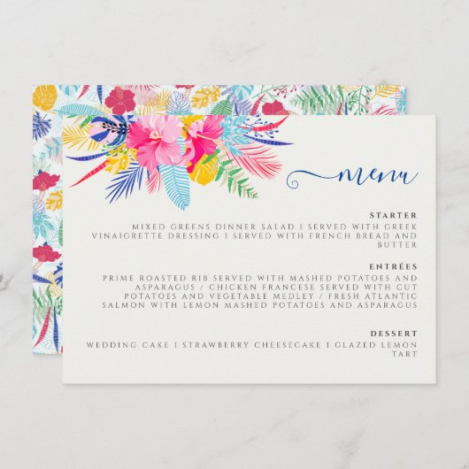 Menu Marine Blue Rose Wild Rain Forest Mariage À feuill (Devant / Derrière)