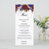 Menu Marine Bourgogne Florale Mariage Calligraphie (Debout devant)