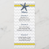 Menu Marine et Jaune Starfish Beach Mariage papeterie (Devant)
