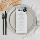 Menu Marine et mariage bleu clair<br><div class="desc">Un magnifique décor à thème bleu floral mariage avec une belle aquarelle marine et des fleurs bleu clair. La couleur et le texte peuvent être personnalisés.</div>
