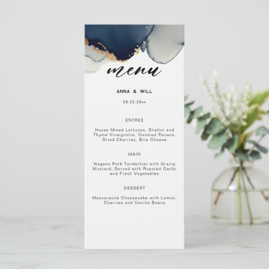 Menu Marine moderne Blue Summer Beach Mariage romantiqu (Debout devant)
