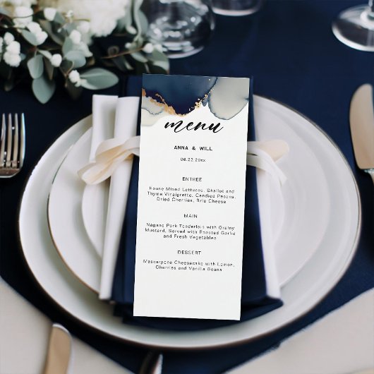 Menu Marine moderne Blue Summer Beach Mariage romantiqu
